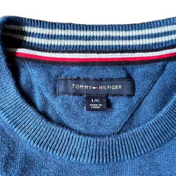 Lot of 3 Men's L Sweaters Stafford, Tommy Hilfiger, Izod Blue & Gray V-Neck Crew - Picture 3 of 16